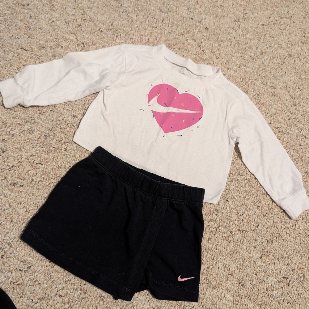 Toddler Girls Nike Long Sleeve Crop Top With Shorts/Skirt